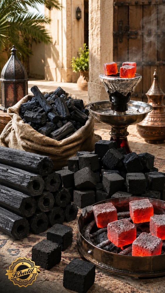 different types of charcoal on display