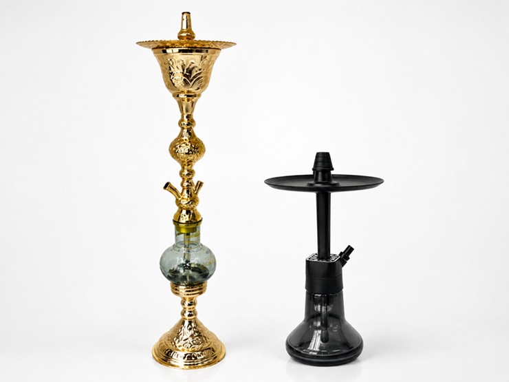 one classic shisha and one modern shisha places together 