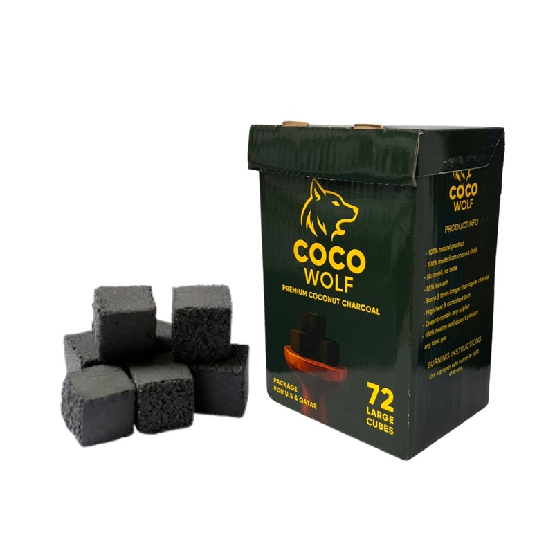 COCO WOLF SHISHA CHARCOAL 72PCS BOX WITH CHARCOAL CUBES
